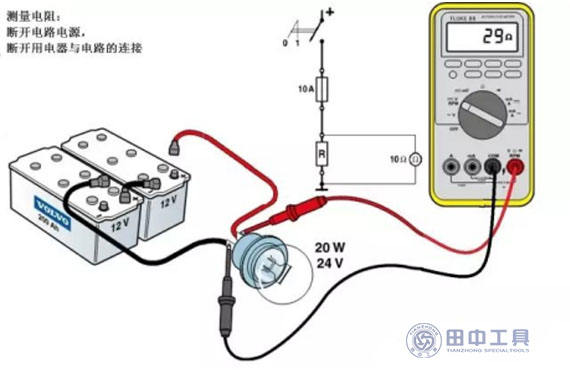山東田中卡車維修萬(wàn)用表測(cè)量電阻(Ω)和通斷圖 山東田中卡車維修萬(wàn)用表測(cè)量電阻(Ω)和通斷圖