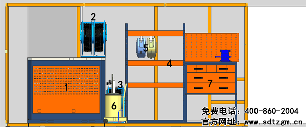 山東田中卡車養(yǎng)護搶修服務(wù)車上裝布局（右側(cè)）